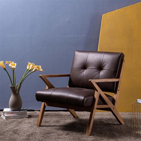 Ubesgoo Mid Century Modern Suede Accent Chair Lounge Arm Chair Club