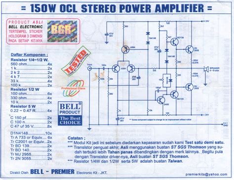 Skema Ocl 150w Stereo Power Amplifier Kumpulan Skema Elektronika