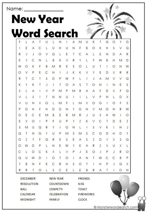 free printable new year word search nursing home activities new years activities work