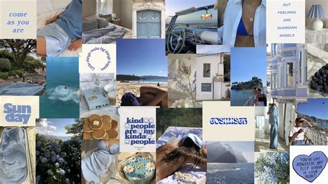 Vision Board Blue Collage Laptop Wallpaper Aesthetic Collage Blue