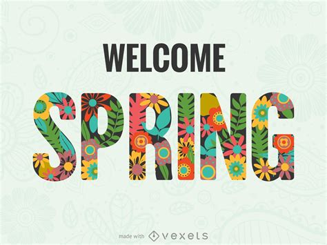 Descarga Vector De Ilustración De Letras De Primavera De Bienvenida