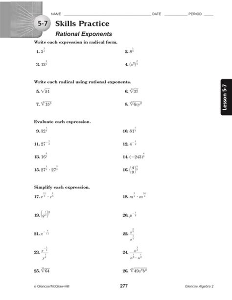 11 1 Rational Exponents Worksheet Answers Geotwitter