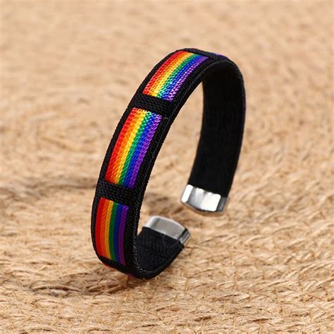 Lgbt Pride Lesbians Gays Bisexuals Transgender Rainbow Bangle Bracelets Rainbow Couple Open