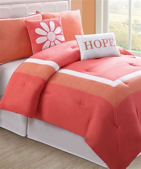 Coral Hotel Five Piece Comforter Set Comforter Sets Coral Bedding