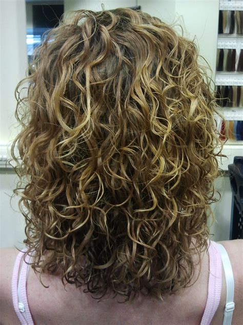 Big Curls Highlights Medium Length Short Permed Hair Medium Length