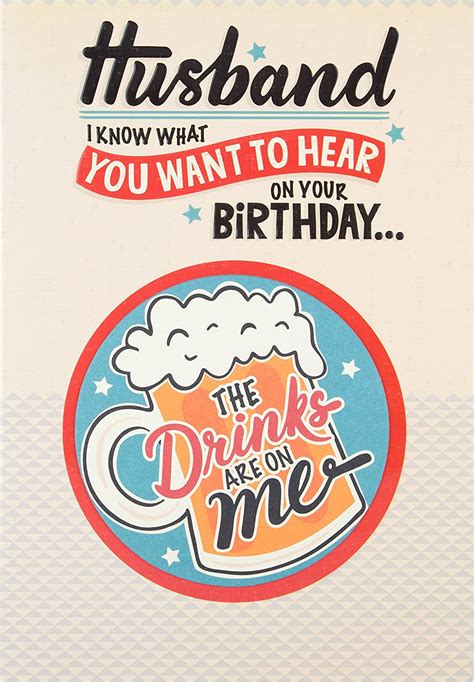 Hallmark Husband Birthday Card Detachable Beer Mat Medium Old