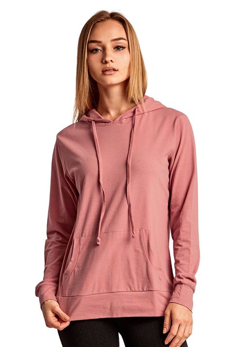Sofra Womens Thin Cotton Pullover Hoodie Sweater