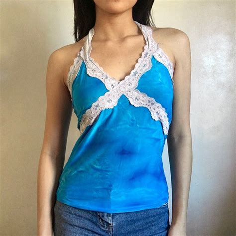 Blue Lacey Lingerie Halter Top Womens Fashion Tops Sleeveless On Carousell