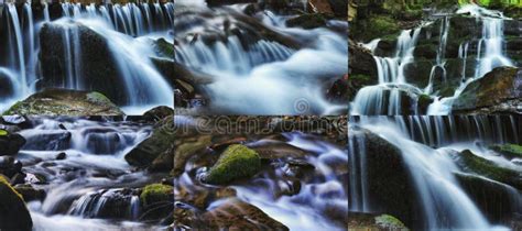 Collage Of Photos Of Waterfalls Stock Image Image Of Color Falls