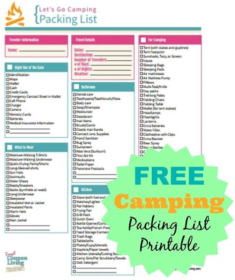 Our camping checklist will get you started. FREE Camping Packing List Printable | Camping packing list ...