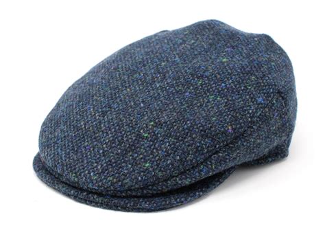 Hanna Hats Irish Tweed Driving Cap For Mens Donegal Navy And Aqua Salt