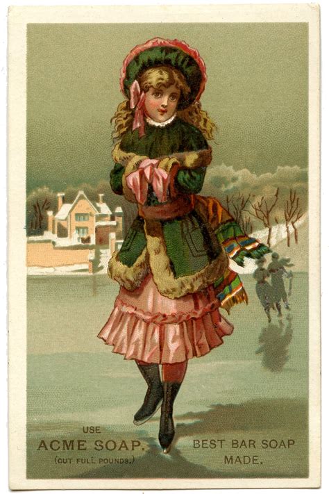 Victorian Graphic Ice Skating Girl The Graphics Fairy