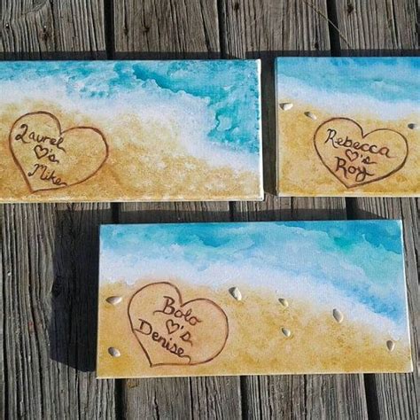 Beaches, mountains, flowers, oceans, trees, seasons & more Names in the sand, Custom personalized painting of beach ...