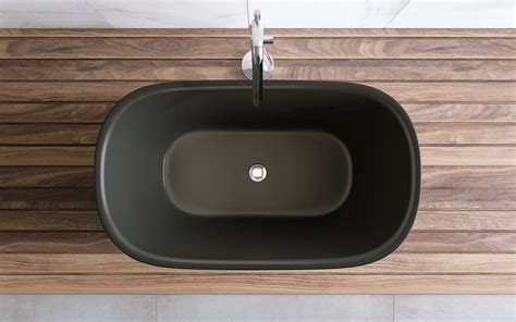 ᐈ Aquatica Lullaby 2 Graphite Black Freestanding Solid Surface Bathtub