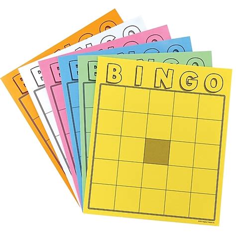 Blank Bingo Cards Assorted Colors Staples