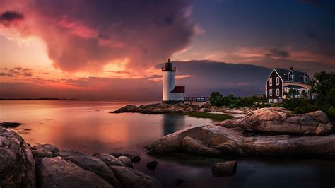 Annisquam Lighthouse Lighthouse In Gloucester Massachusetts United States Of America Desktop Hd
