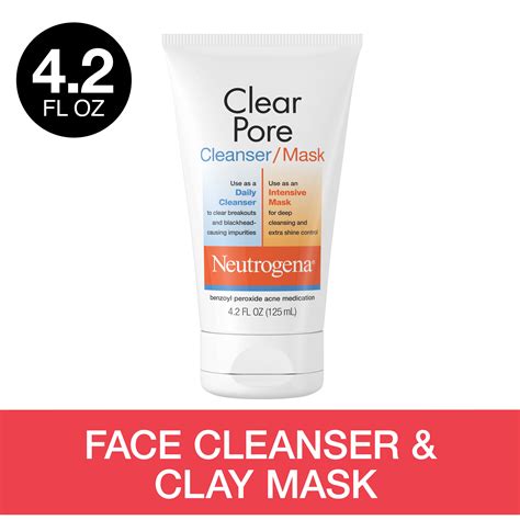 Neutrogena Clear Pore 2 In 1 Facial Cleanser And Clay Mask 42 Fl Oz