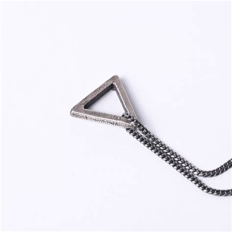 Mens Necklace Triangle Pendant In Sterling Silver 925 Etsy