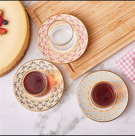 Pcs Turkish Tea Cups And Saucers Turkish Tea Set Glasses Etsy