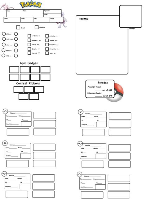 Pokemon Tabletop Character Sheet Template By Chuchymacu On Deviantart