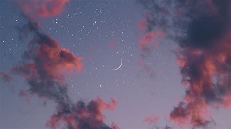 Download Wallpaper 1280x720 Sky Clouds Moon Stars