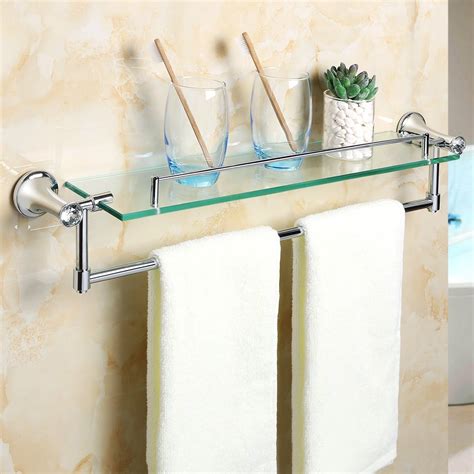Alise Gy8000 Glass Shelf Bathroom Shelves Towel Bar Wall Mountchrome