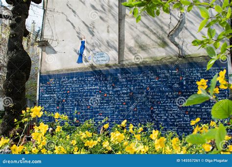 Paris France April 2 2019 The Wall Of Love Mur Des Je T Aime At