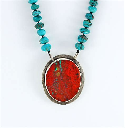 Sonora Sunset And Sterling Pendant Graduated Turquoise Nugget Necklace