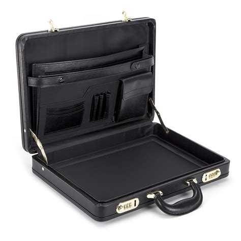 Mens Executive Briefcase Travel Pu Leather Attaché Combination Locks Black New Pilot Briefcase
