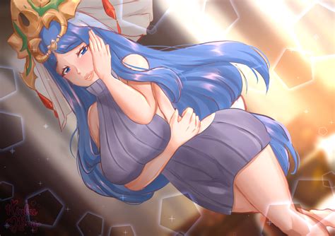 Rule 34 1girls Backless Outfit Bare Thighs Blue Eyes Blue Hair Breasts Female Female Only Fire