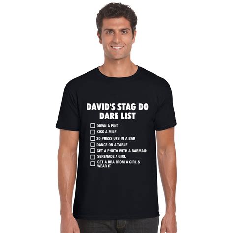 Stag Do Checklist T Shirts Stag Night Dares Printed T Shirt