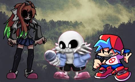 Monika Exe Vs Sans And Bf By Darlycatmake On Deviantart