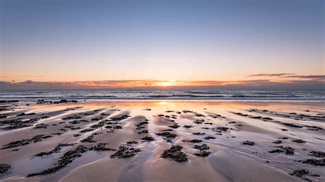 Beach Sand Sea Sunset Horizon 4k Hd Wallpapers Hd Wallpapers Id 32389