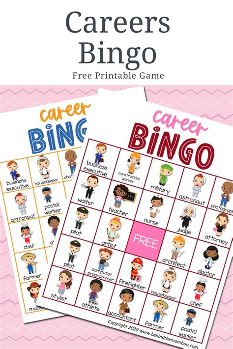 Careers Bingo Game For Kids