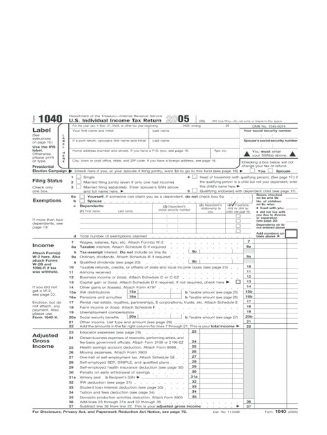 2005 Form Irs 1040 Fill Online Printable Fillable Blank Pdffiller