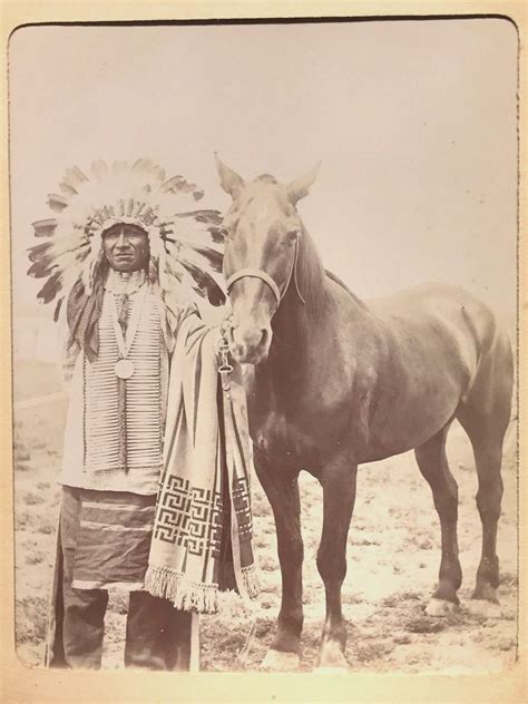 Chief And Horse Original 1890s Sioux Native American Caballos Nativos