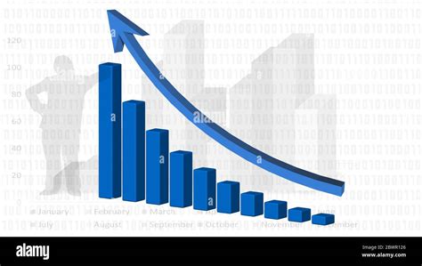 Business Growth Bar Graph With Rising Arrow 3d Illustration Stock