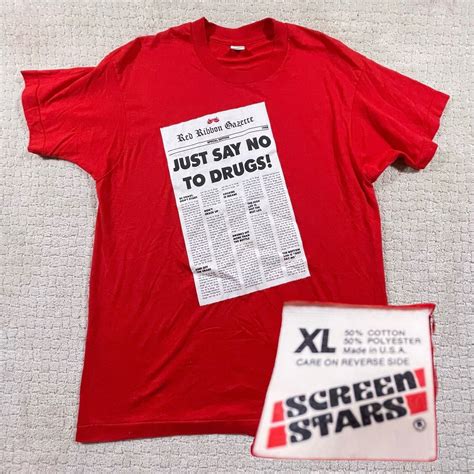 RARE VTG 80s JUST SAY NO TO DRUGS SCREEN STARS Single… - Gem