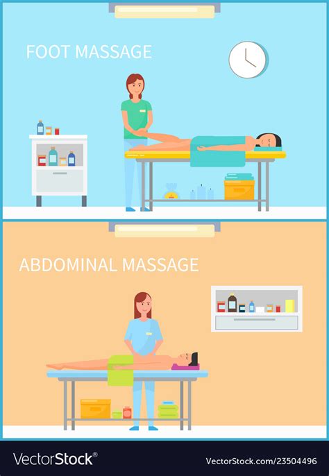 foot and abdominal massage therapy set royalty free vector