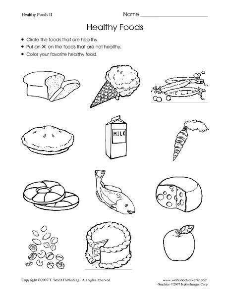 Healthy Foods Worksheet Healthy And Unhealthy Food Preschool