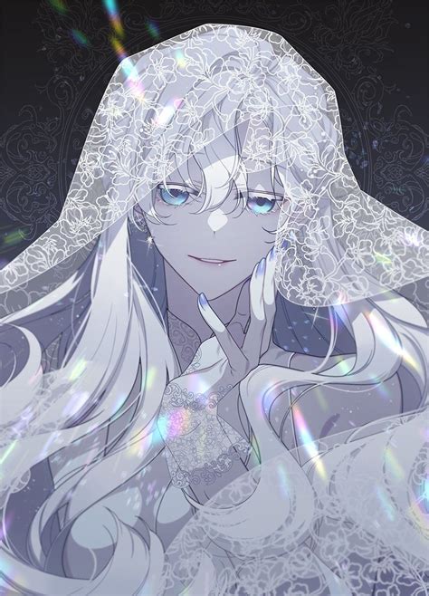 An Anime Character With Long White Hair And Blue Eyes