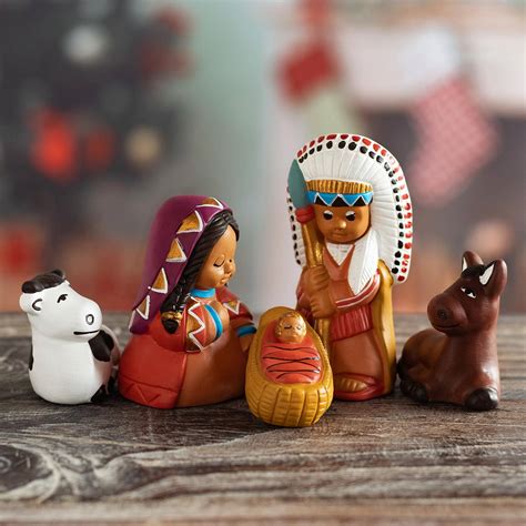 Painted Ceramic Native American Nativity Scene From Peru Apache