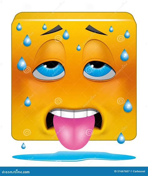 Square Emoticon Sweating Heat Stock Illustration Image 51667607