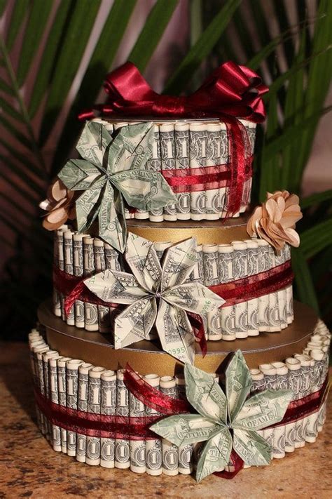 Money Cake With Money Flowers Made With Real 1 Dollar And 2 Dollar