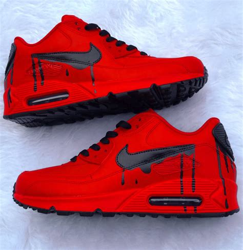 Red Air Max 90 Drip All Red Nike Shoes Red Nike Shoes Nike Shoes