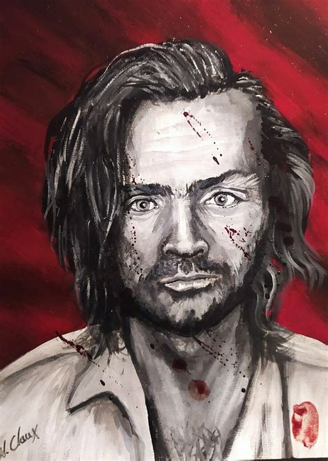 Blood Portrait Of Charles Manson Original Painting