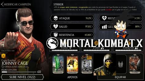 Mortal Kombat X Android Level Up Subiendo De Nivel Johnny Cage Copa