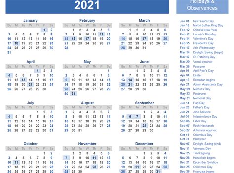 Download free calendar 2021 in google doc or word file format. Yearly 2021 Printable Calendar Template - PDF, Word, Excel