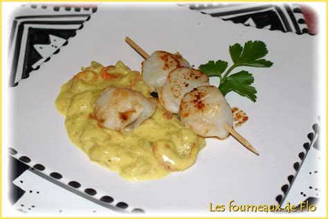 Brochettes De St Jacques Sauce Aux Crevettes Et Au Curry Le P Tit Blog De Flo