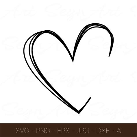 Materials Hand Drawn Heart Svg Heart Png Digital Files Svg Dxf Eps Png